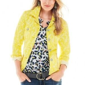 Cabi Yellow Printed Field Jacket Size Small New